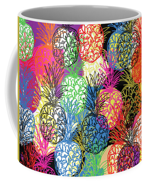 Pineapple Coffee Mug featuring the mixed media Pineapple Party- Art by Linda Woods by Linda Woods