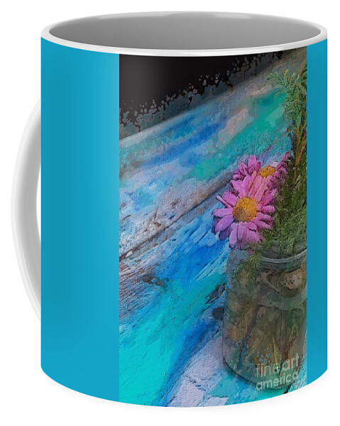 Echinacea Coffee Mug featuring the digital art Pink and Blue by Diana Rajala