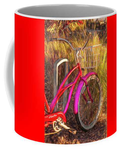 Florida Coffee Mug featuring the photograph Pink Beach Bike Painting by Debra and Dave Vanderlaan