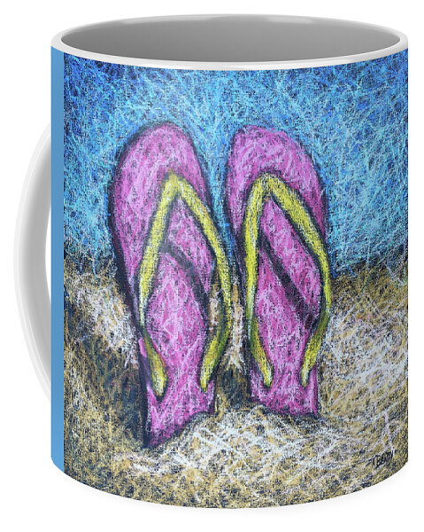 Flip Flops Coffee Mug featuring the painting Pink Flip Flops by Karla Beatty