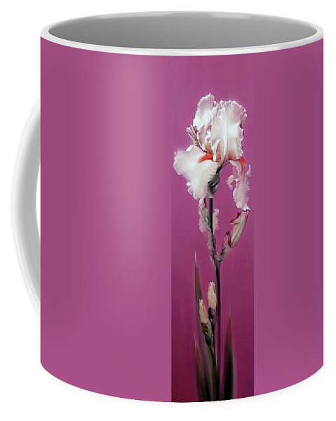 Russian Artists New Wave Coffee Mug featuring the painting Pink Iris by Alina Oseeva