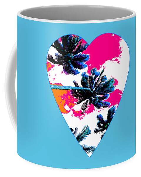 Heart Coffee Mug featuring the digital art Pink Palm Hearts by Becqi Sherman