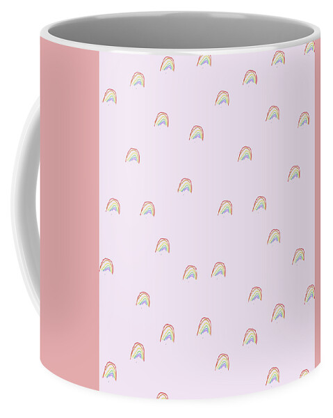 Blush Pink Coffee Mug featuring the drawing Pink Rainbow Case by Ashley Rice