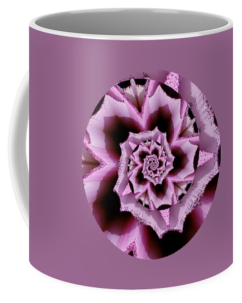 Pink Coffee Mug featuring the digital art Pink Rose Spiral by Rachel Hannah