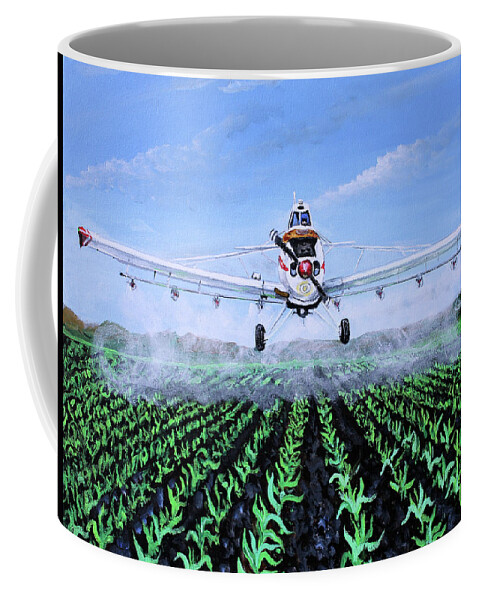 Aircraft Coffee Mug featuring the painting Piper Pawnee PA-25-235 by Karl Wagner