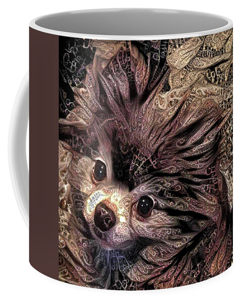 Pomeranian Dog Coffee Mug featuring the digital art Piper the Pomeranian by Peggy Collins