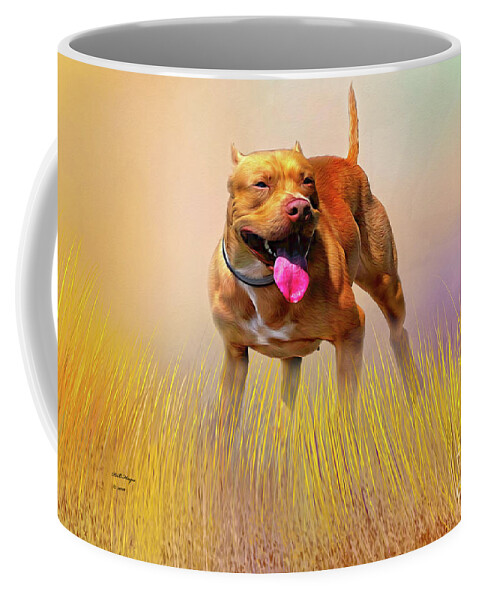 Dogs Coffee Mug featuring the mixed media Pity - A Pitbull Dog by DB Hayes
