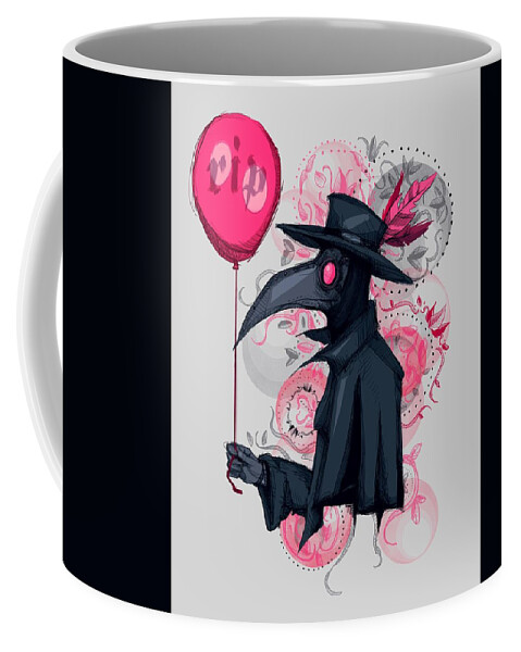 Plague Coffee Mug featuring the drawing Plague Doctor Balloon by Ludwig Van Bacon