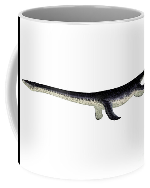 Plesiosaurus Coffee Mug featuring the digital art Plesiosaurus Reptile Side Profile by Corey Ford