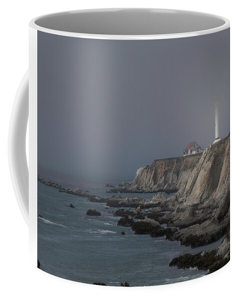 Lighthouse Coffee Mug featuring the photograph Point Arena Lighthouse in the Fog by TL Wilson Photography by Teresa Wilson