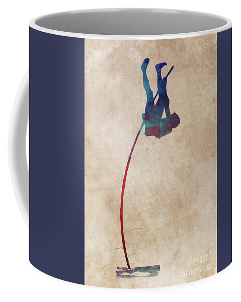 Pole Vault Coffee Mug featuring the digital art Pole Vault Sport Art by Justyna Jaszke JBJart