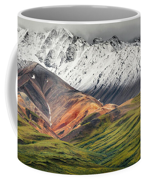 Polychrome Mountain Coffee Mug featuring the photograph Polychrome mountain, Denali NP, Alaska by Lyl Dil Creations