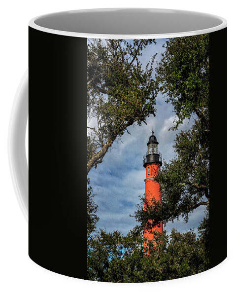 Barberville Roadside Yard Art And Produce Coffee Mug featuring the photograph Ponce Inlet Lighthouse by Tom Singleton