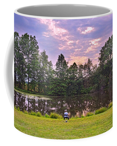 Pond Fishing Coffee Mug featuring the photograph Pond Fishing by Lisa Wooten