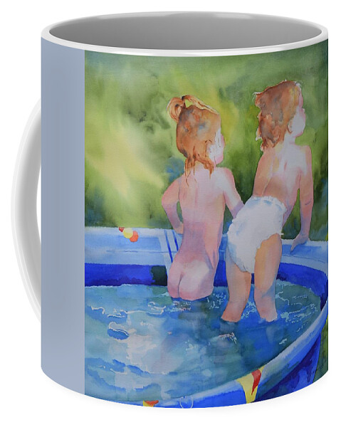 Children Coffee Mug featuring the painting Pool Nymphs by Celene Terry