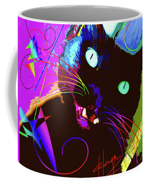 Dizzycats Coffee Mug featuring the painting pOp Cat The Tarantula by DC Langer
