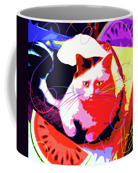 Toby Coffee Mug featuring the painting POP CAT Toby by DC Langer