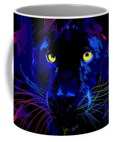 Black Cat Coffee Mug featuring the painting pOpCat Black Panther by DC Langer