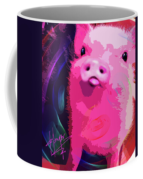 Piglet Coffee Mug featuring the painting pOpPiggy Pig Newton by DC Langer