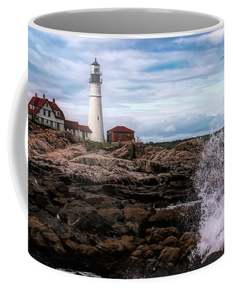 Portland Lighthouse Coffee Mug featuring the photograph Portland Head Lighthouse Maine by Jeff Folger