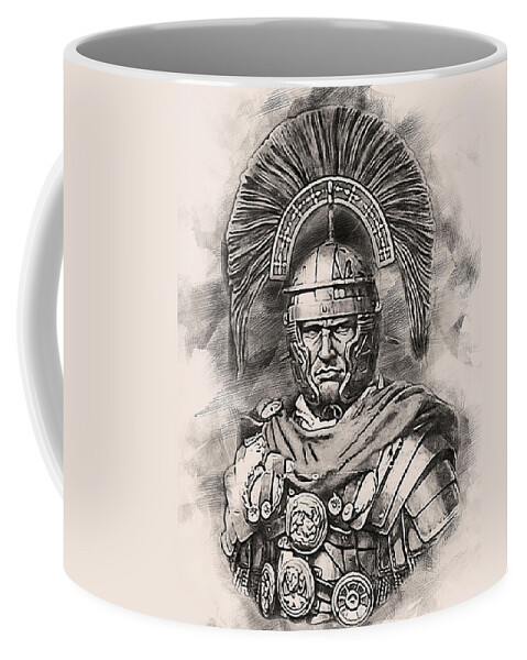 Roman Legion Coffee Mug featuring the painting Portrait of a Roman Legionary - 50 by AM FineArtPrints