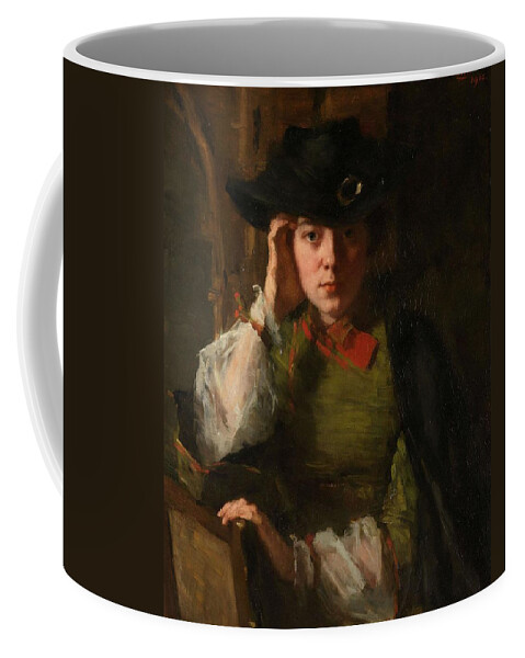 Canvas Coffee Mug featuring the painting Portrait of Lizzy Ansingh. by Therese Schwartze -1852-1918-