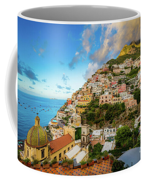 Amalfi Coffee Mug featuring the photograph Positano Sunrise by Inge Johnsson