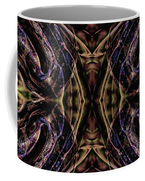 Abstract Coffee Mug featuring the mixed media Powerful Purple by Jolanta Anna Karolska