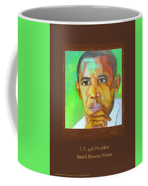 Presendential Coffee Mug featuring the digital art President Barack Hussein Obama, Poster by Suzanne Giuriati Cerny