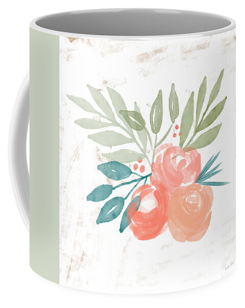 Roses Coffee Mug featuring the mixed media Pretty Coral Roses 2- Art by Linda Woods by Linda Woods