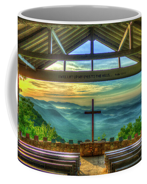 Reid Callaway Pretty Place Chapel Sunrise Coffee Mug featuring the photograph Pretty Place Chapel 2 The Son Has Risen Blue Ridge Mountain Art by Reid Callaway