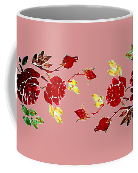 Pretty Coffee Mug featuring the painting Pretty Red Rose Watercolor Transparent Background YOU CHOOSE THE COLOR for Cups by Delynn Addams