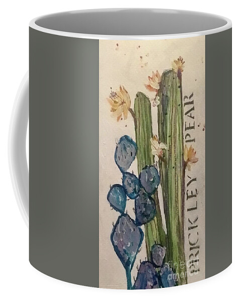 Cactus Coffee Mug featuring the painting Prickley Pear by Sherry Harradence