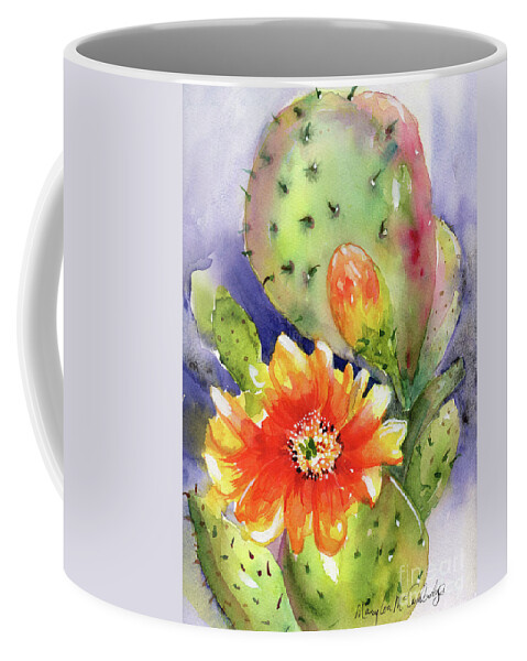 Cactus Coffee Mug featuring the painting Prickly Pear Bloom by Mary Lou McCambridge