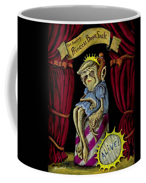 Circus Coffee Mug featuring the painting Princess Bone Sack by Yom Tov Blumenthal