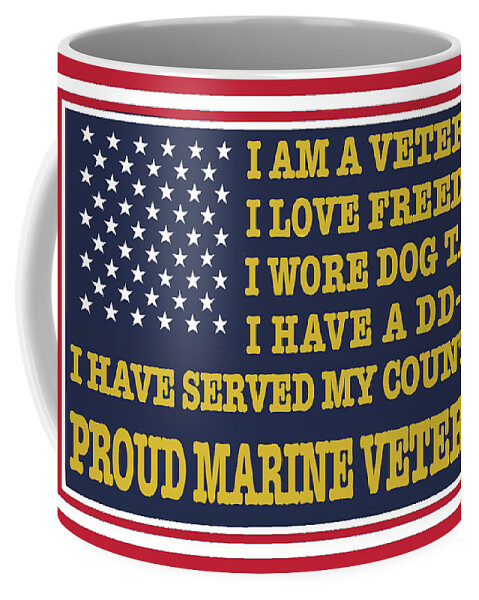United States Marine Corp Coffee Mug featuring the digital art Proud Marine Veteran by Pheasant Run Gallery
