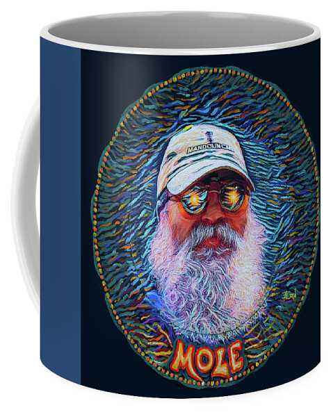 Portrait Coffee Mug featuring the mixed media Psycodelic Mandolinist by Robert FERD Frank