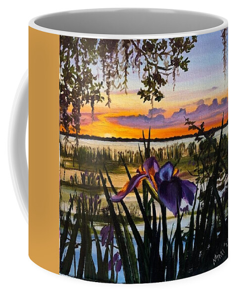 Sunset Coffee Mug featuring the painting Purple lady by Michell Givens