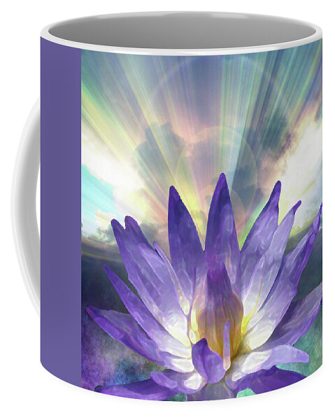 Abstract Coffee Mug featuring the digital art Purple Lotus by Bruce Rolff