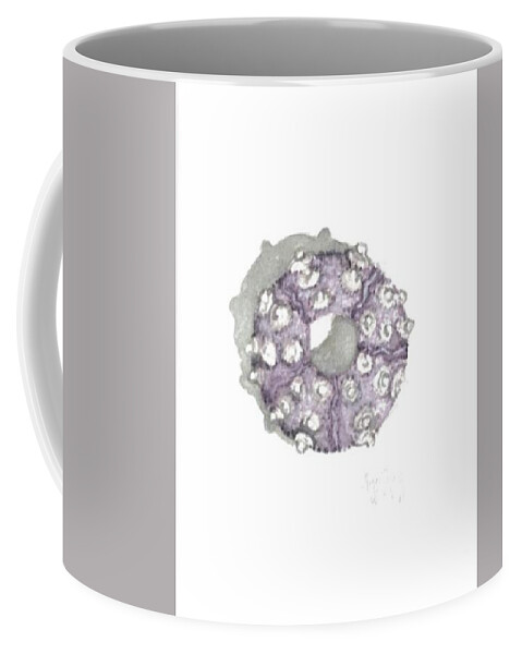 Urchin Coffee Mug featuring the painting Purple Urchin by Maggii Sarfaty
