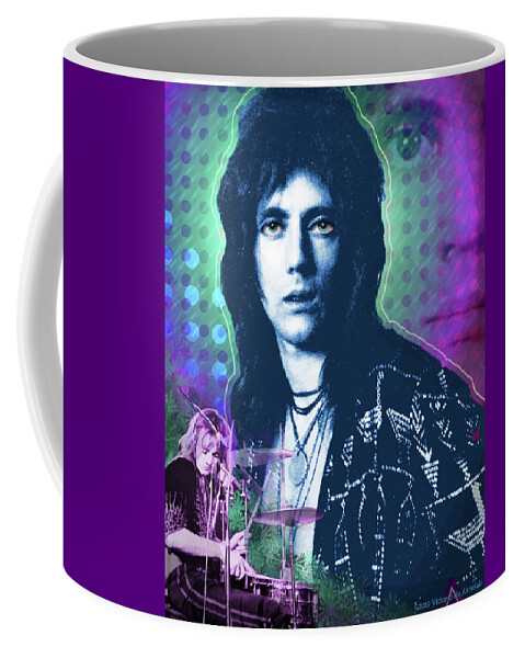 Roger Taylor Coffee Mug featuring the painting Queen Drummer Roger Taylor by Victoria De Almeida