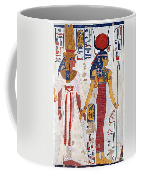 Ancient Coffee Mug featuring the painting Queen Nefertari Being Led By Isis by Science Source