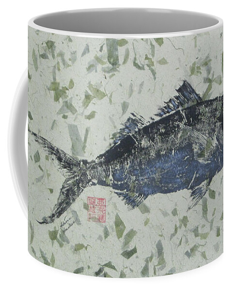 Ink Coffee Mug featuring the painting Queen Snapper - Black and Blue by Adrienne Dye