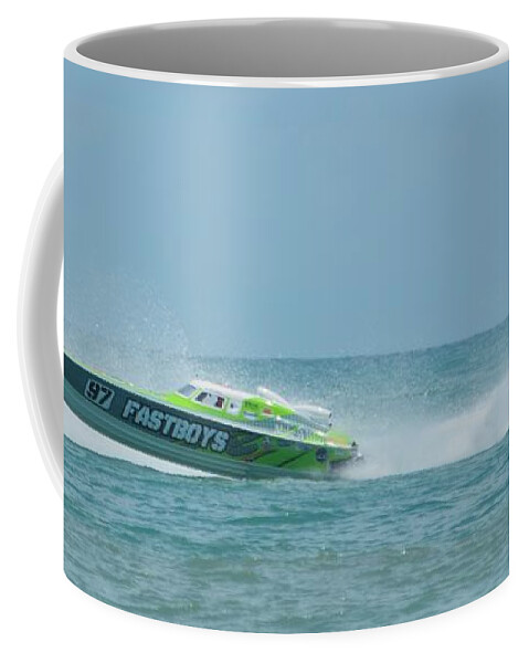 Superboat Coffee Mug featuring the photograph Racing Powerboat Fastboys by Bradford Martin