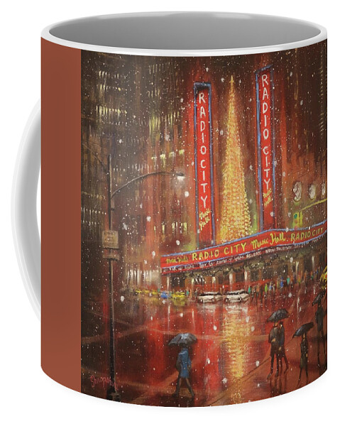Radio City Music Hall Coffee Mug featuring the painting Radio City NYC by Tom Shropshire