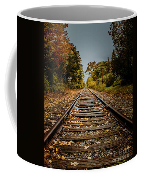 Autumn Coffee Mug featuring the photograph Railroad Tracks Yarmouth by Elizabeth Dow
