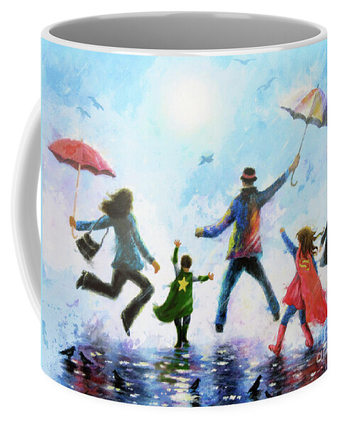 Rain Family Coffee Mug featuring the painting Rain Family Super Hero Girl and Boys			 by Vickie Wade