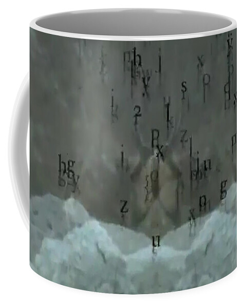 Art Coffee Mug featuring the painting Rain of Words by Archangelus Gallery