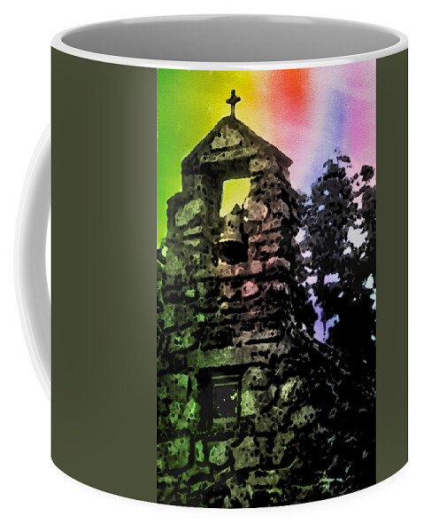 Christian Church Coffee Mug featuring the painting Rainbow Church by Joan Reese
