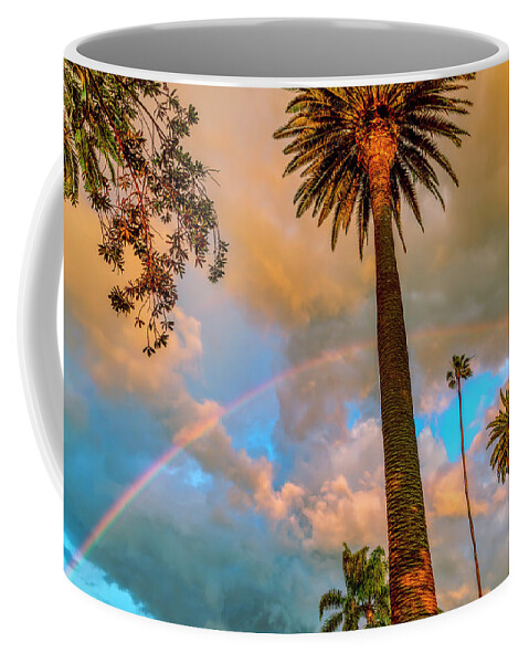 Rainbow Coffee Mug featuring the photograph Rainbow Over The Palms by Gene Parks
